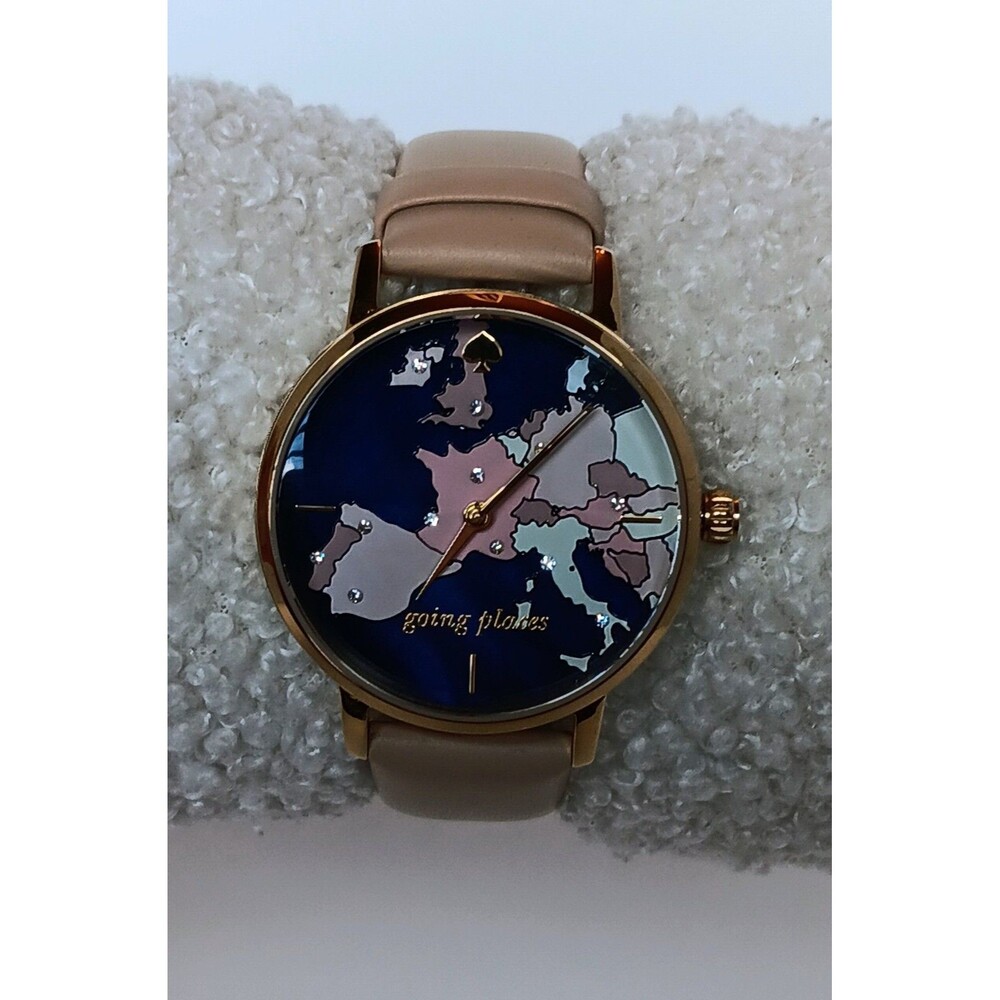 KATE SPADE Women's 34mm "Going Places" Europe Map Leather Watch EUC